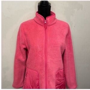 NWT T by Talbots Women’s Coral Pink Teddy Fleece Zip Jacket M